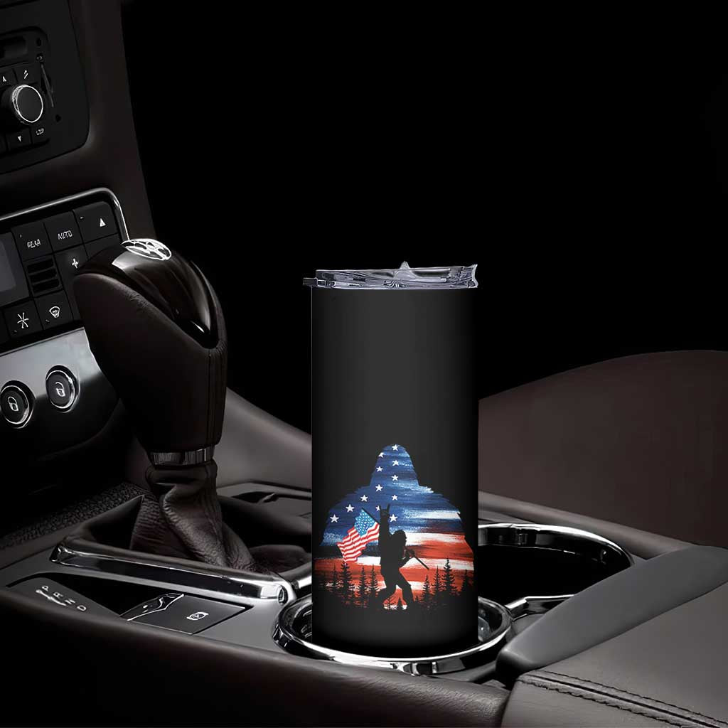 Funny Bigfoot Night Stroll American Flag Skinny Tumbler Patriotic 4th July TS11 Print Your Wear
