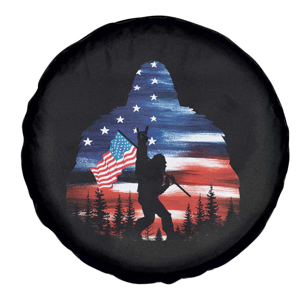 Funny Bigfoot Night Stroll American Flag Spare Tire Cover Patriotic 4th July TS11 Print Your Wear