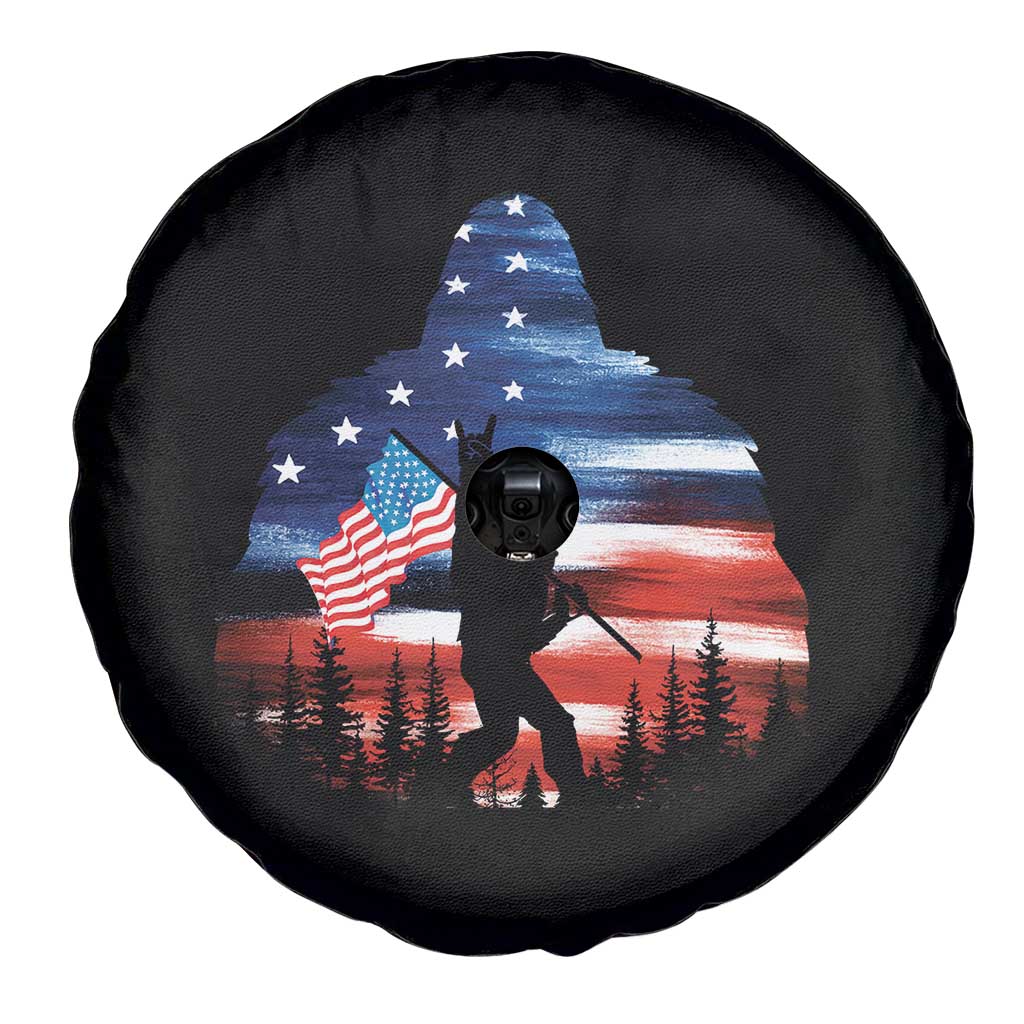Funny Bigfoot Night Stroll American Flag Spare Tire Cover Patriotic 4th July TS11 Print Your Wear