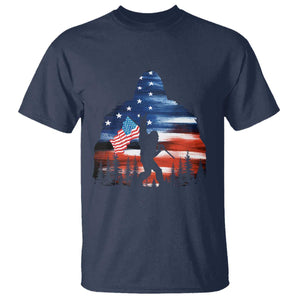 Funny Bigfoot Night Stroll American Flag T Shirt Patriotic 4th July TS11 Navy Print Your Wear