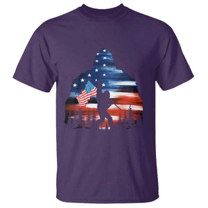 Funny Bigfoot Night Stroll American Flag T Shirt Patriotic 4th July TS11 Purple Print Your Wear