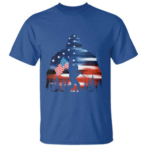 Funny Bigfoot Night Stroll American Flag T Shirt Patriotic 4th July TS11 Royal Blue Print Your Wear