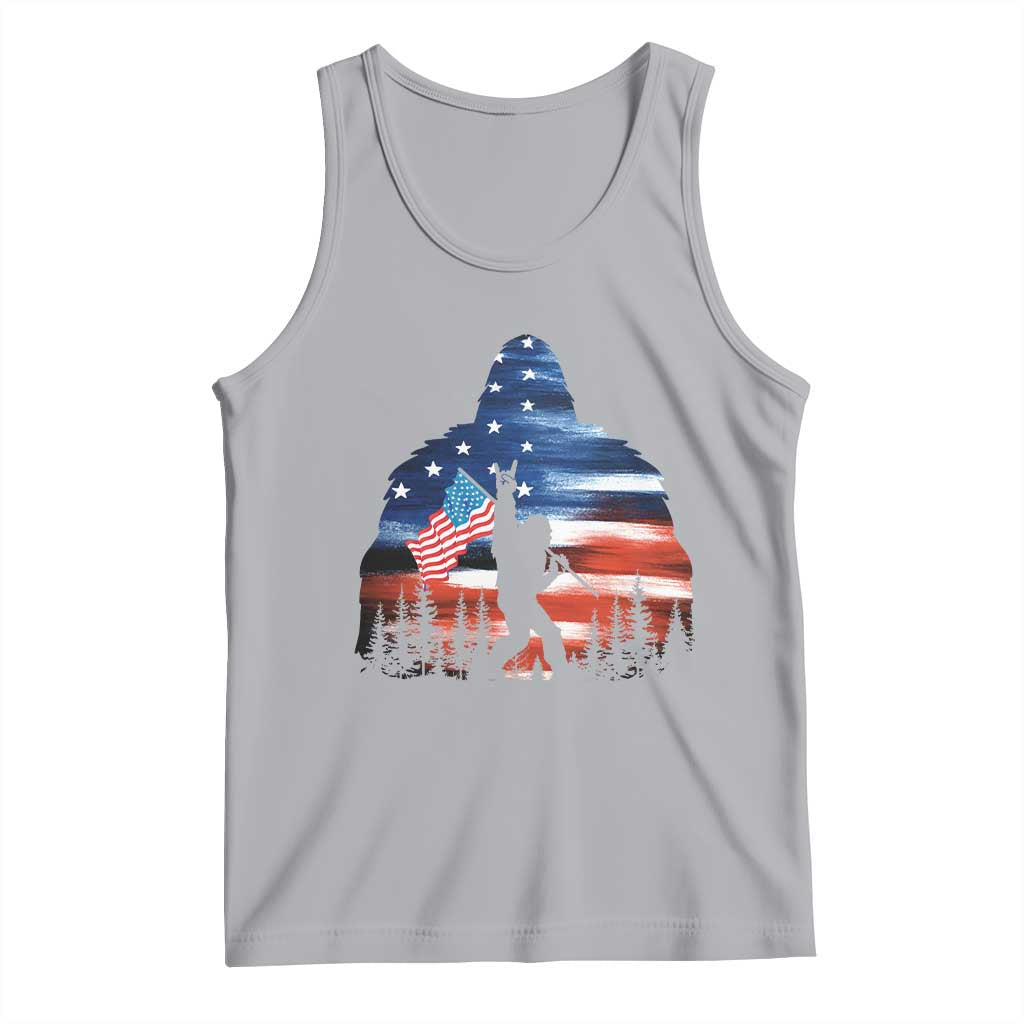 Funny Bigfoot Night Stroll American Flag Tank Top Patriotic 4th July TS11 Athletic Heather Print Your Wear