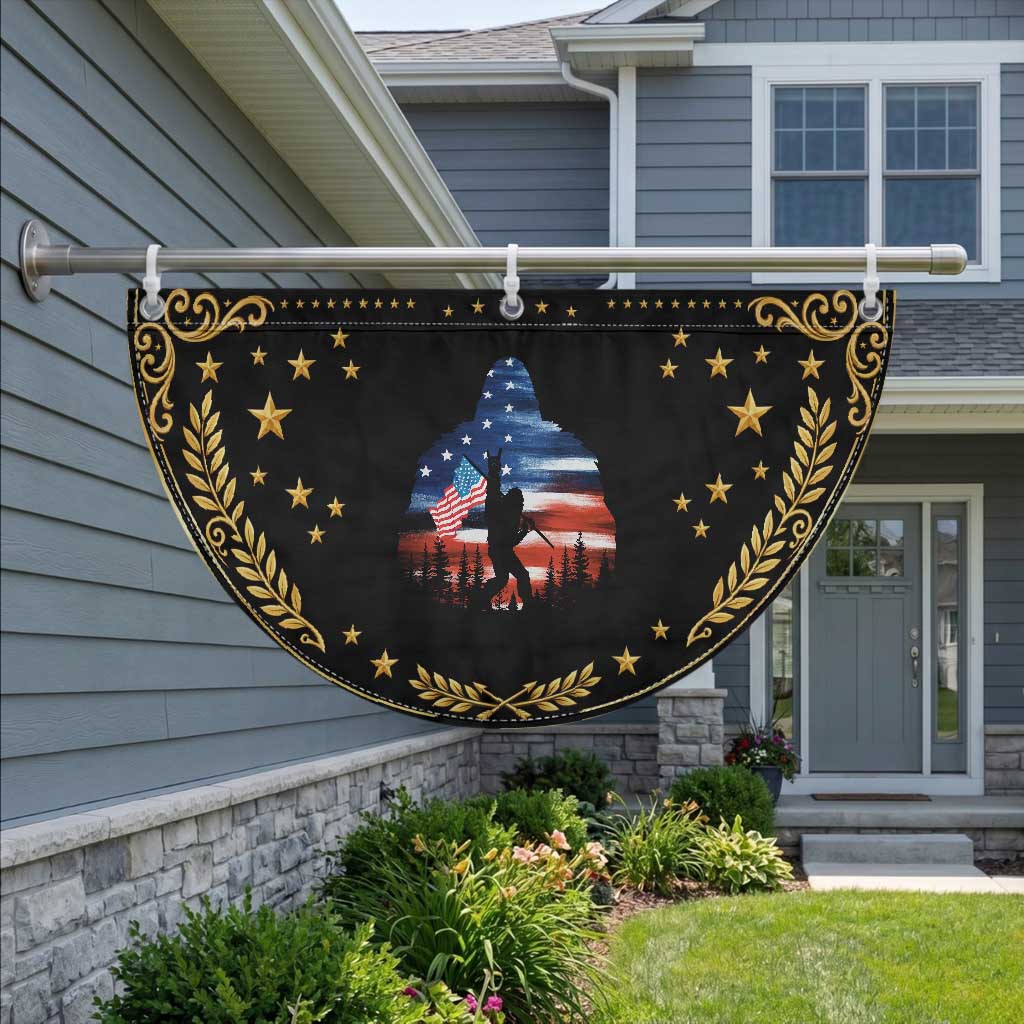Funny Bigfoot Night Stroll American Flag Patriotic Fan Flag Patriotic 4th July