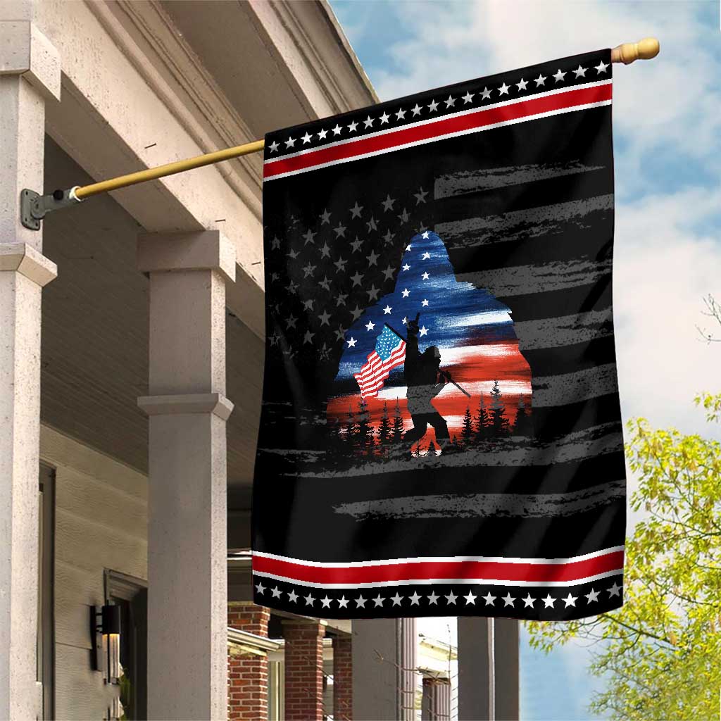 Funny Bigfoot Night Stroll American Flag Patriotic Garden Flag Patriotic 4th July TS11 Distressed Black Red Print Your Wear
