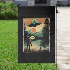 Funny Bigfoot Sasquatch Alien Spaceship UFO Introvert Bruh Garden Flag TS11 Print Your Wear