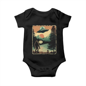 Funny Bigfoot Sasquatch Alien Spaceship UFO Introvert Bruh Baby Onesie TS11 Black Print Your Wear