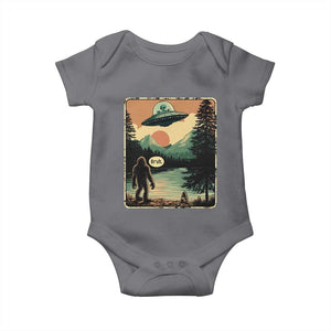Funny Bigfoot Sasquatch Alien Spaceship UFO Introvert Bruh Baby Onesie TS11 Charcoal Print Your Wear