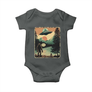Funny Bigfoot Sasquatch Alien Spaceship UFO Introvert Bruh Baby Onesie TS11 Dark Heather Print Your Wear