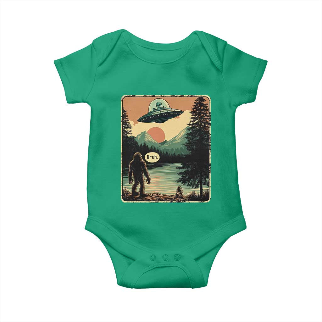 Funny Bigfoot Sasquatch Alien Spaceship UFO Introvert Bruh Baby Onesie TS11 Irish Green Print Your Wear