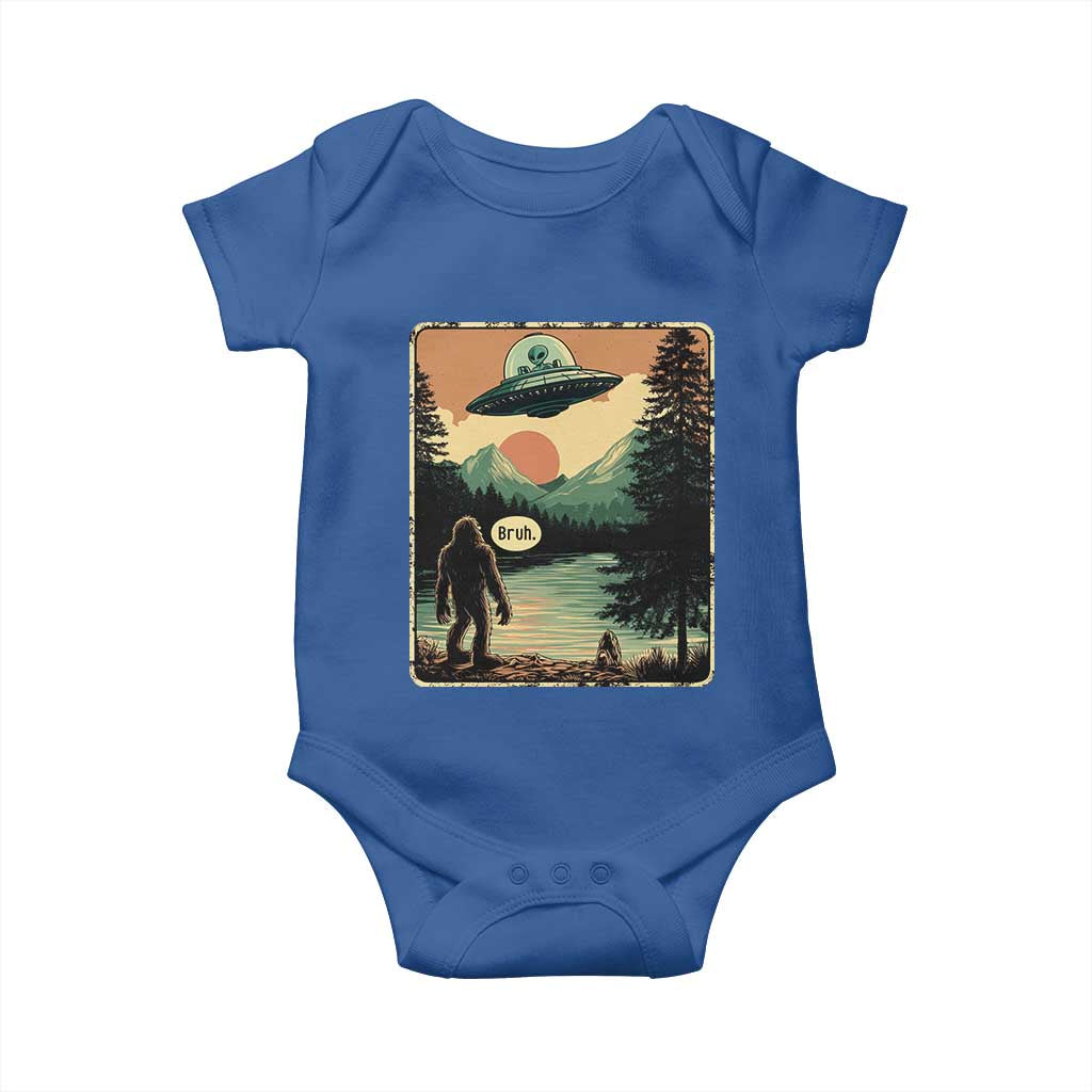 Funny Bigfoot Sasquatch Alien Spaceship UFO Introvert Bruh Baby Onesie TS11 Royal Blue Print Your Wear
