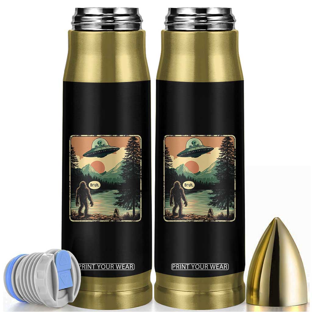 Funny Bigfoot Sasquatch Alien Spaceship UFO Introvert Bruh Bullet Tumbler TS11 Black Print Your Wear