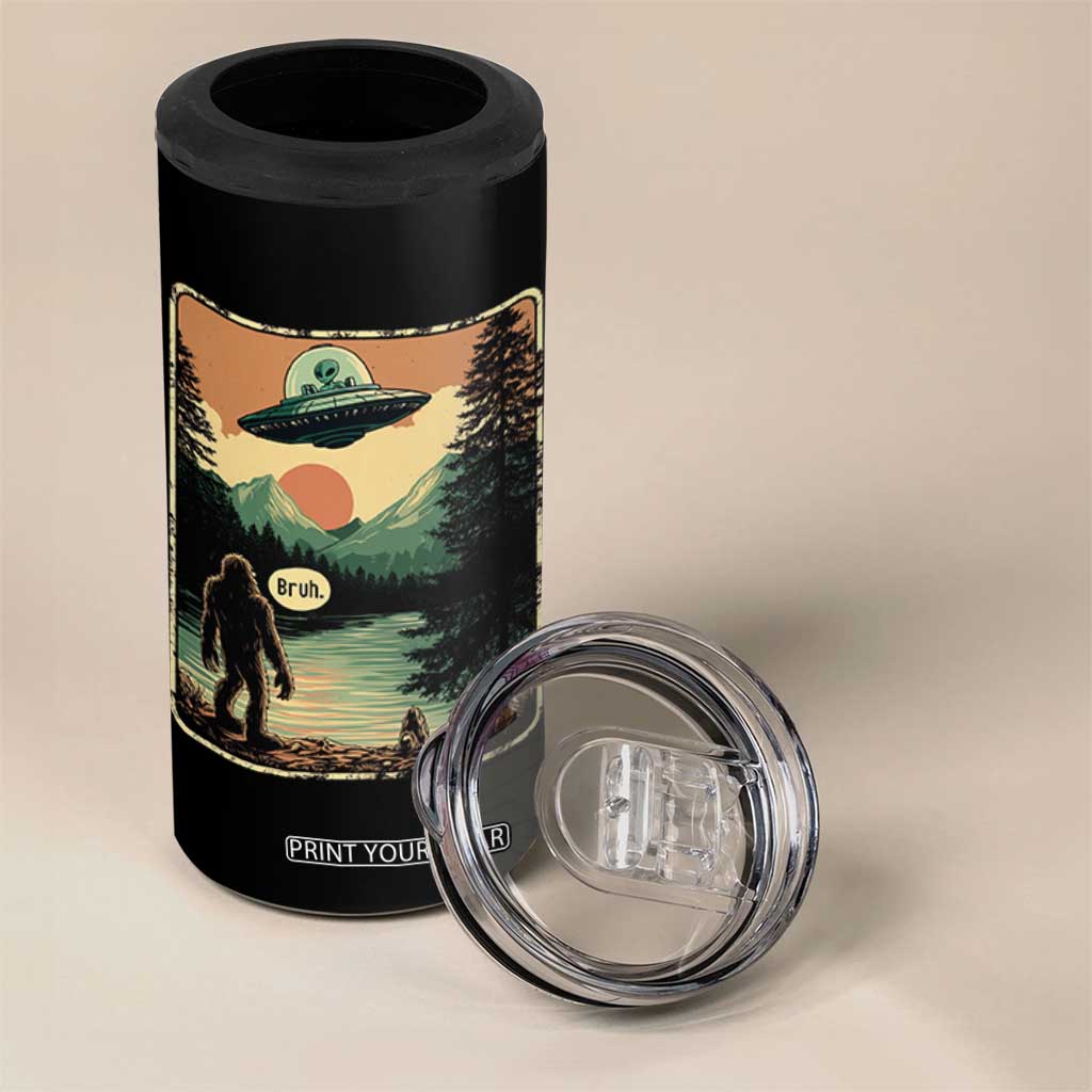 Funny Bigfoot Sasquatch Alien Spaceship UFO Introvert Bruh 4 in 1 Can Cooler Tumbler TS11 Print Your Wear