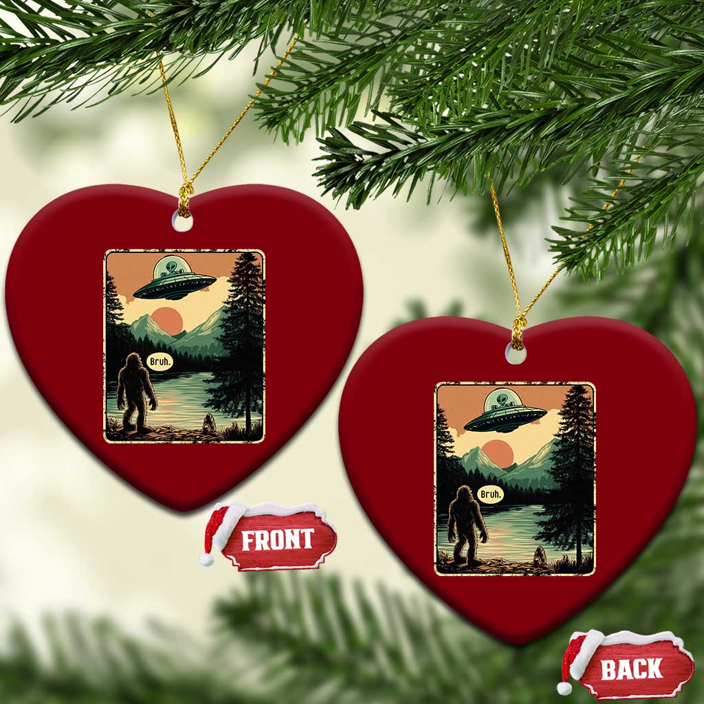 Funny Bigfoot Sasquatch Alien Spaceship UFO Introvert Bruh Ceramic Ornament TS11 Print Your Wear