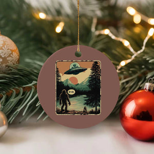 Funny Bigfoot Sasquatch Alien Spaceship UFO Introvert Bruh Ceramic Ornament TS11 1pc Mocha Print Your Wear