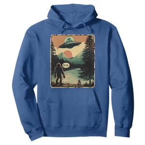 Funny Bigfoot Sasquatch Alien Spaceship UFO Introvert Bruh Hoodie TS11 Royal Blue Print Your Wear