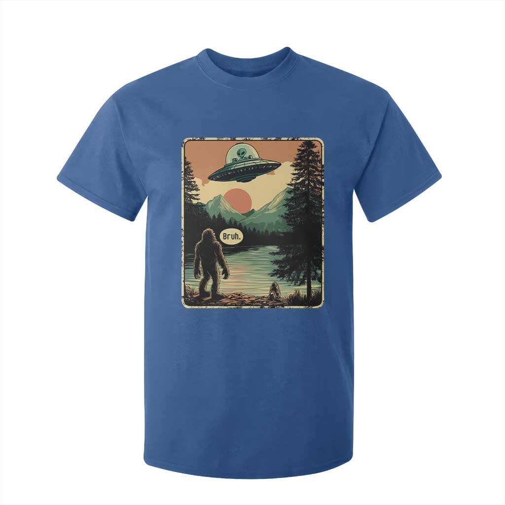 Funny Bigfoot Sasquatch Alien Spaceship UFO Introvert Bruh T Shirt For Kid TS11 Royal Blue Print Your Wear