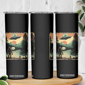 Funny Bigfoot Sasquatch Alien Spaceship UFO Introvert Bruh Skinny Tumbler TS11 Print Your Wear
