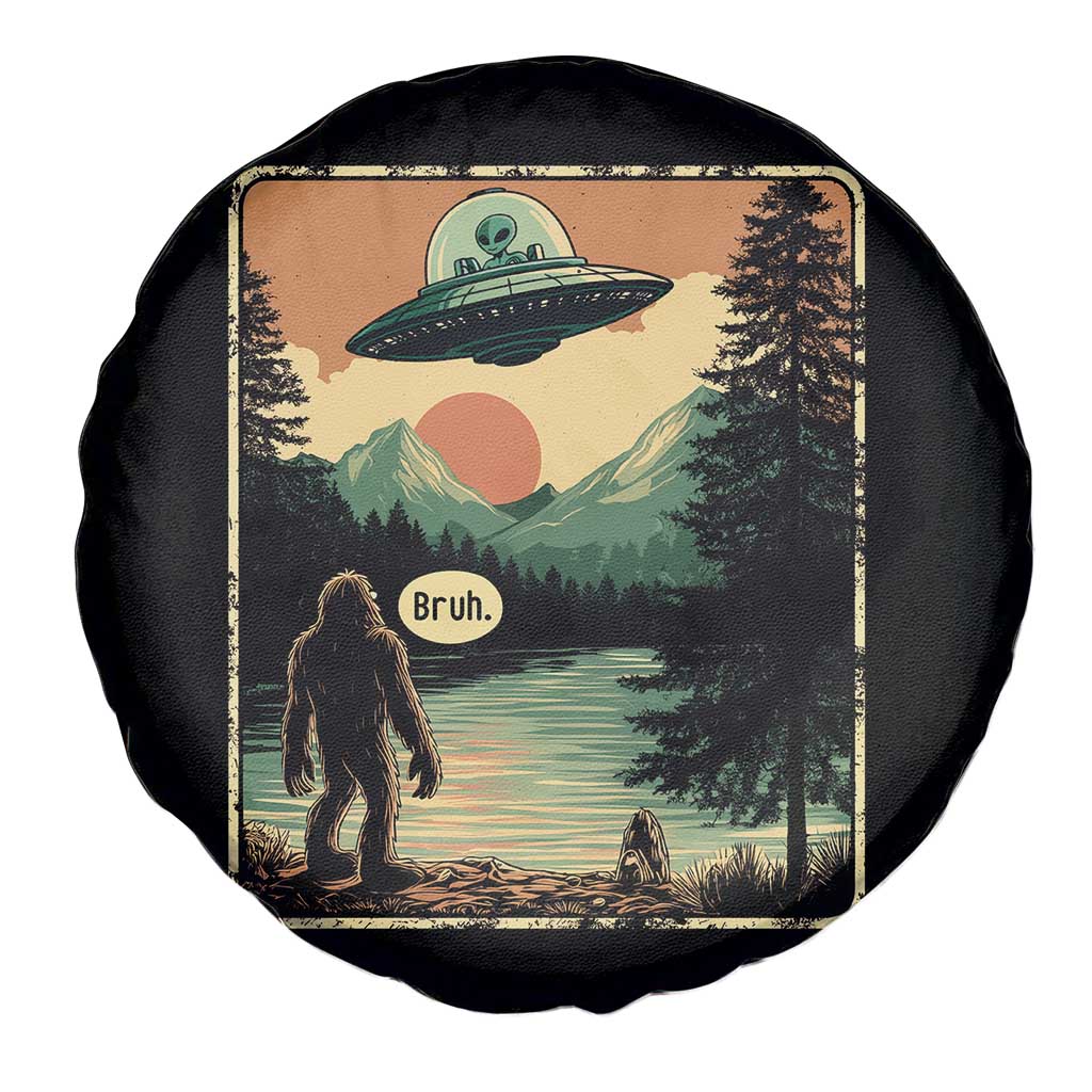 Funny Bigfoot Sasquatch Alien Spaceship UFO Introvert Bruh Spare Tire Cover TS11 Print Your Wear