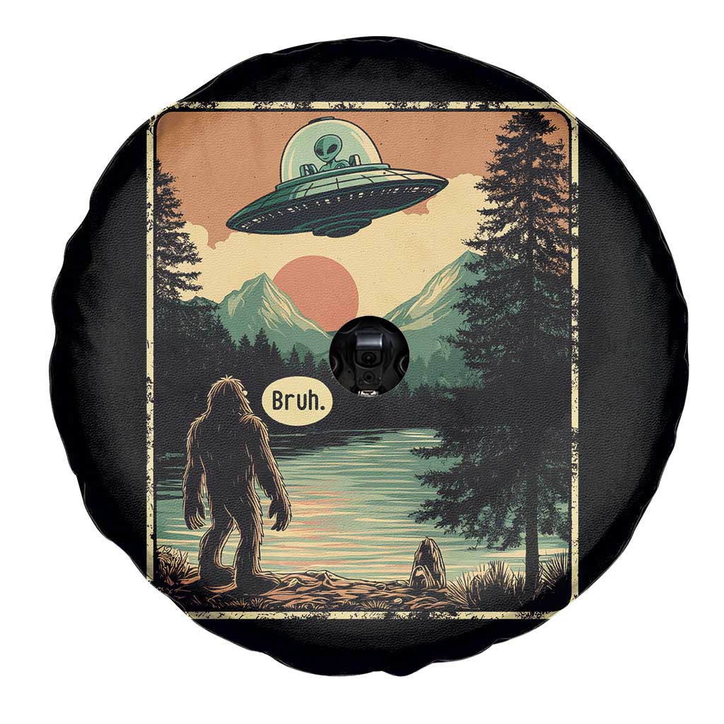 Funny Bigfoot Sasquatch Alien Spaceship UFO Introvert Bruh Spare Tire Cover TS11 Print Your Wear