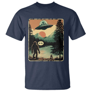 Funny Bigfoot Sasquatch Alien Spaceship UFO Introvert Bruh T Shirt TS11 Navy Print Your Wear