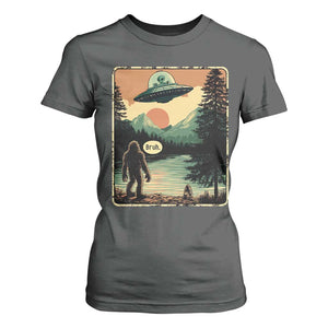 Funny Bigfoot Sasquatch Alien Spaceship UFO Introvert Bruh T Shirt For Women TS11 Dark Heather Print Your Wear