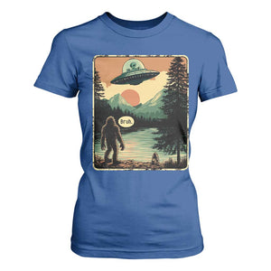 Funny Bigfoot Sasquatch Alien Spaceship UFO Introvert Bruh T Shirt For Women TS11 Royal Blue Print Your Wear