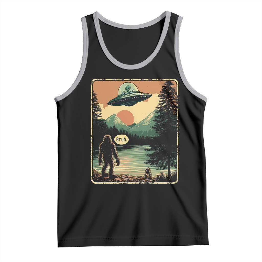 Funny Bigfoot Sasquatch Alien Spaceship UFO Introvert Bruh Tank Top TS11 Black Athletic Heather Print Your Wear