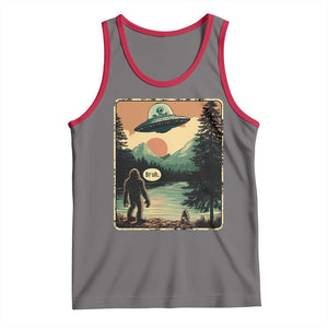 Funny Bigfoot Sasquatch Alien Spaceship UFO Introvert Bruh Tank Top TS11 Deep Heather Red Print Your Wear