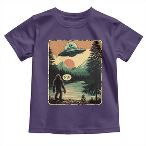 Funny Bigfoot Sasquatch Alien Spaceship UFO Introvert Bruh Toddler T Shirt TS11 Purple Print Your Wear