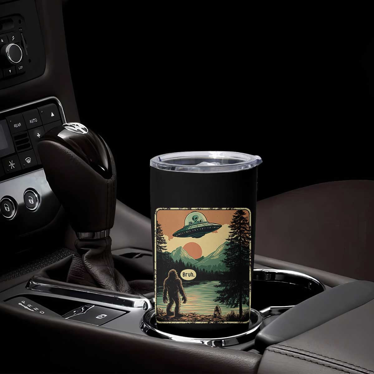 Funny Bigfoot Sasquatch Alien Spaceship UFO Introvert Bruh Tumbler Cup TS11 Print Your Wear