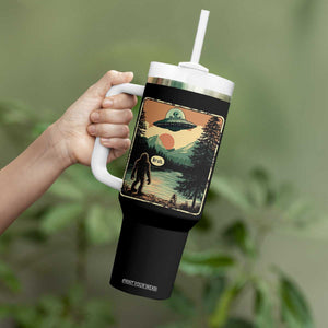 Funny Bigfoot Sasquatch Alien Spaceship UFO Introvert Bruh Tumbler With Handle TS11 Print Your Wear