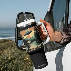 Funny Bigfoot Sasquatch Alien Spaceship UFO Introvert Bruh Tumbler With Handle TS11 Print Your Wear