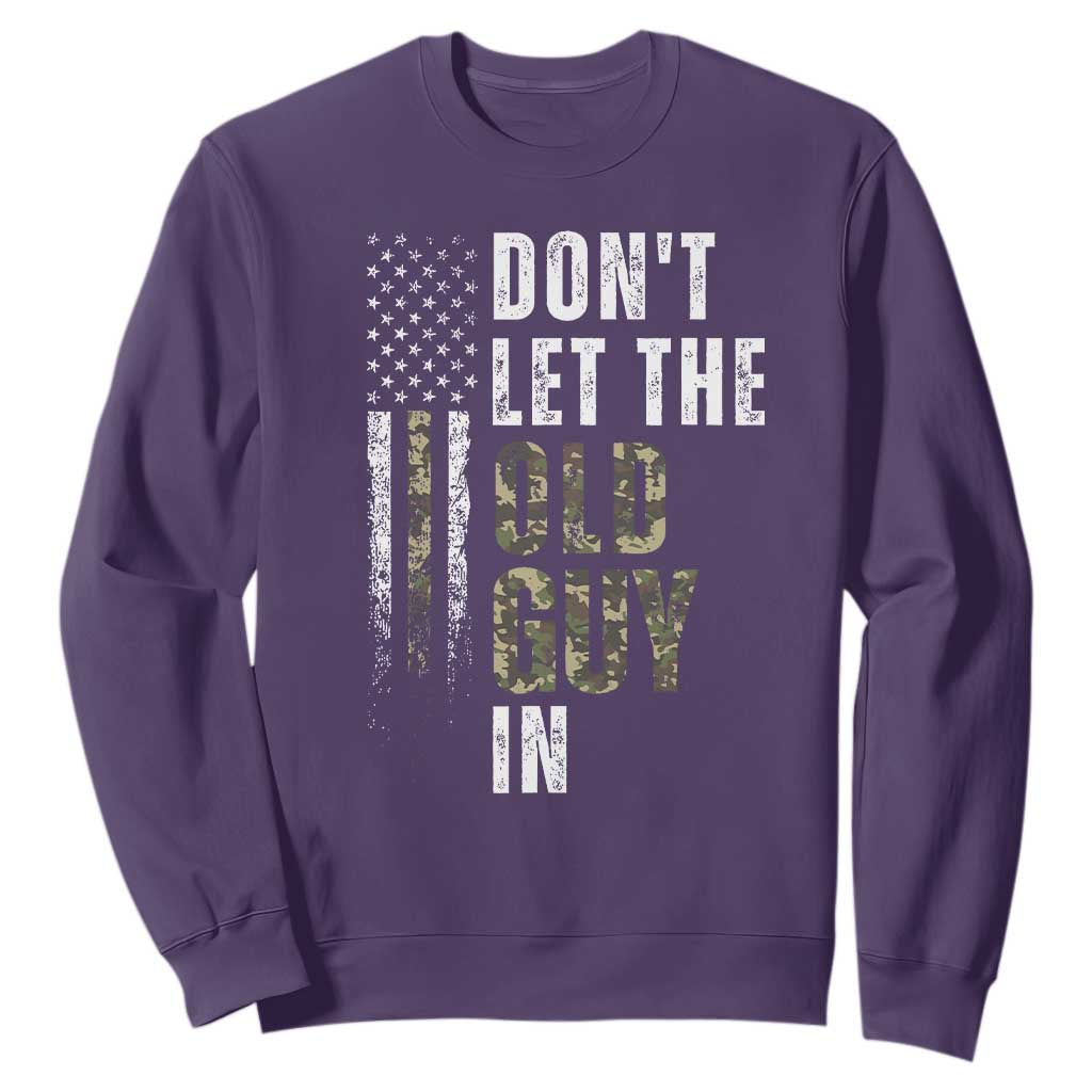 Funny Dont Let The Old Guy In Sweatshirt Vintage Camo American Flag TS11 Purple Print Your Wear