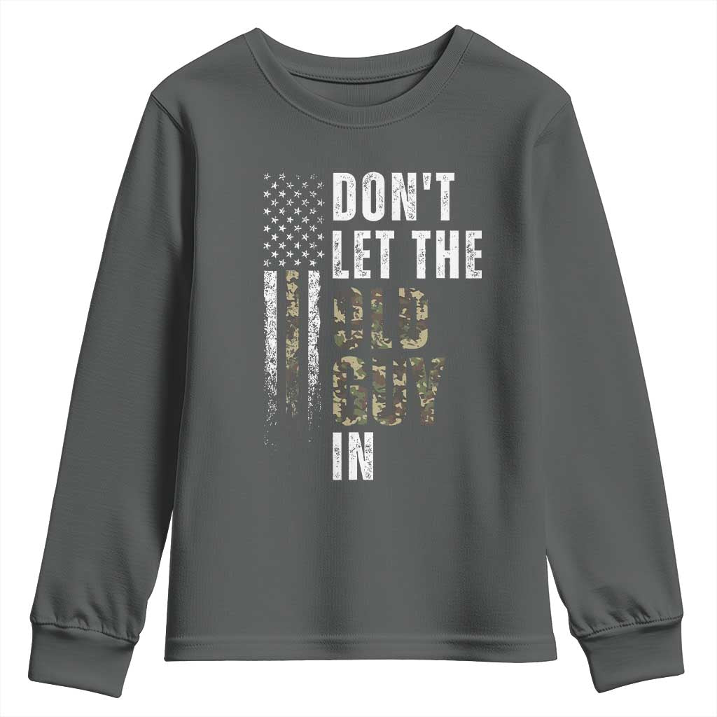 Funny Dont Let The Old Guy In Youth Sweatshirt Vintage Camo American Flag TS11 Dark Heather Print Your Wear