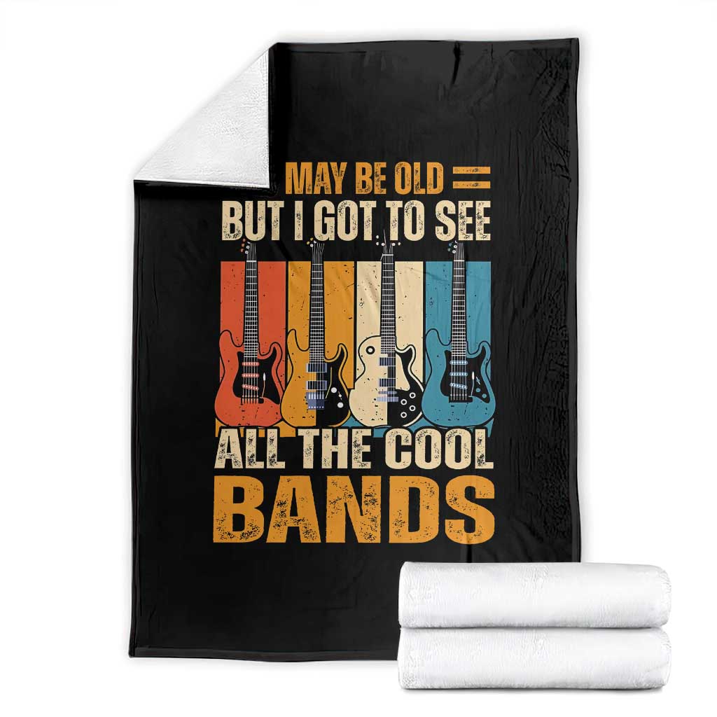Funny I May Be Old But I Got To See All The Cool Bands Throw Blanket Guitar TS11 Black Print Your Wear