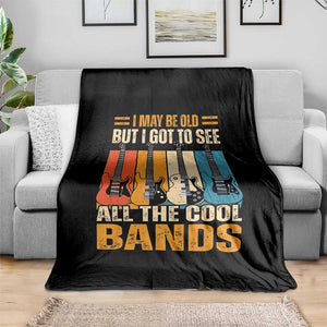 Funny I May Be Old But I Got To See All The Cool Bands Throw Blanket Guitar TS11 Print Your Wear