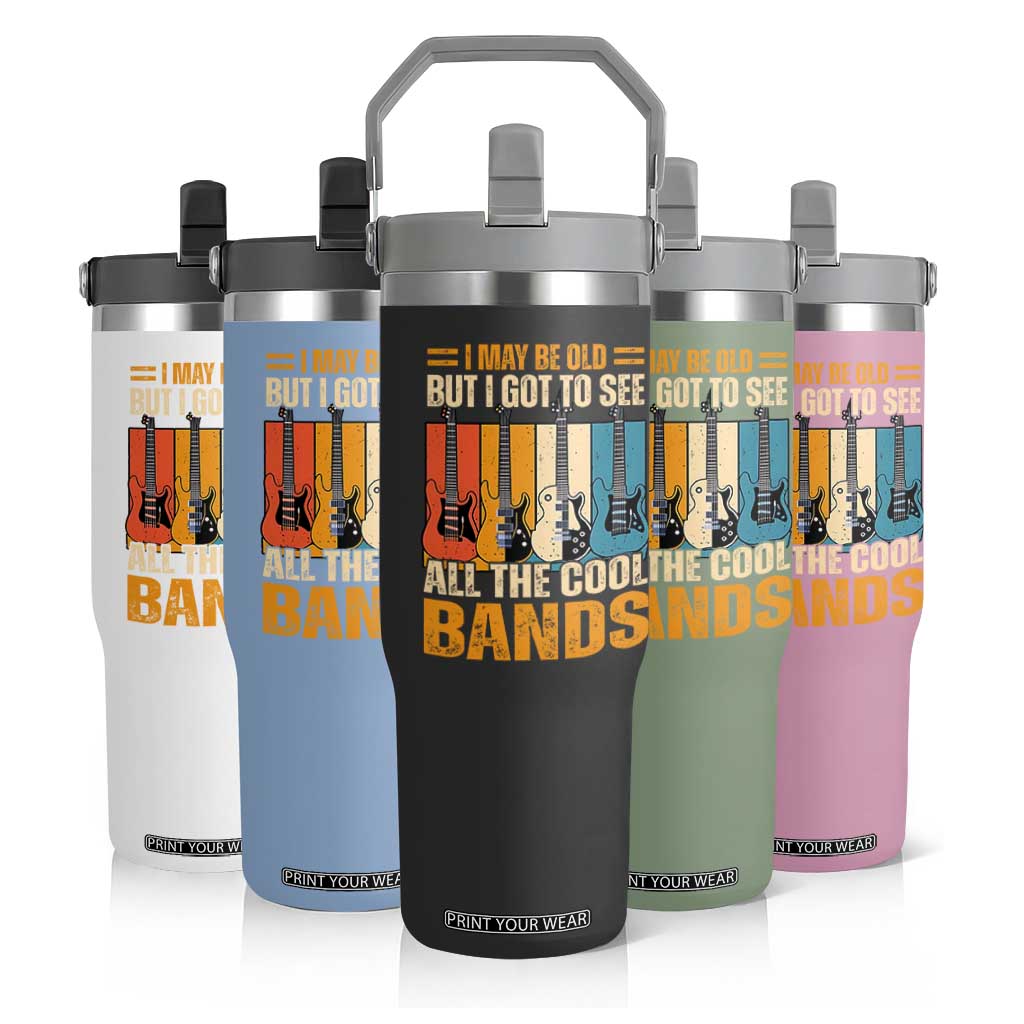 Funny I May Be Old But I Got To See All The Cool Bands Flip Straw Tumbler Guitar TS11 Print Your Wear