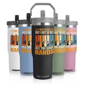 Funny I May Be Old But I Got To See All The Cool Bands Flip Straw Tumbler Guitar TS11 Print Your Wear