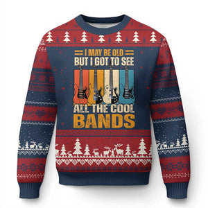 Funny I May Be Old But I Got To See All The Cool Bands Ugly Christmas Sweater Guitar - Print Your Wear