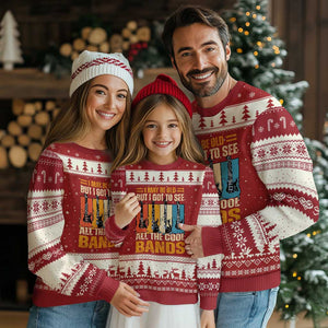 Funny I May Be Old But I Got To See All The Cool Bands Ugly Christmas Sweater Guitar TS11 Red Beige Print Your Wear