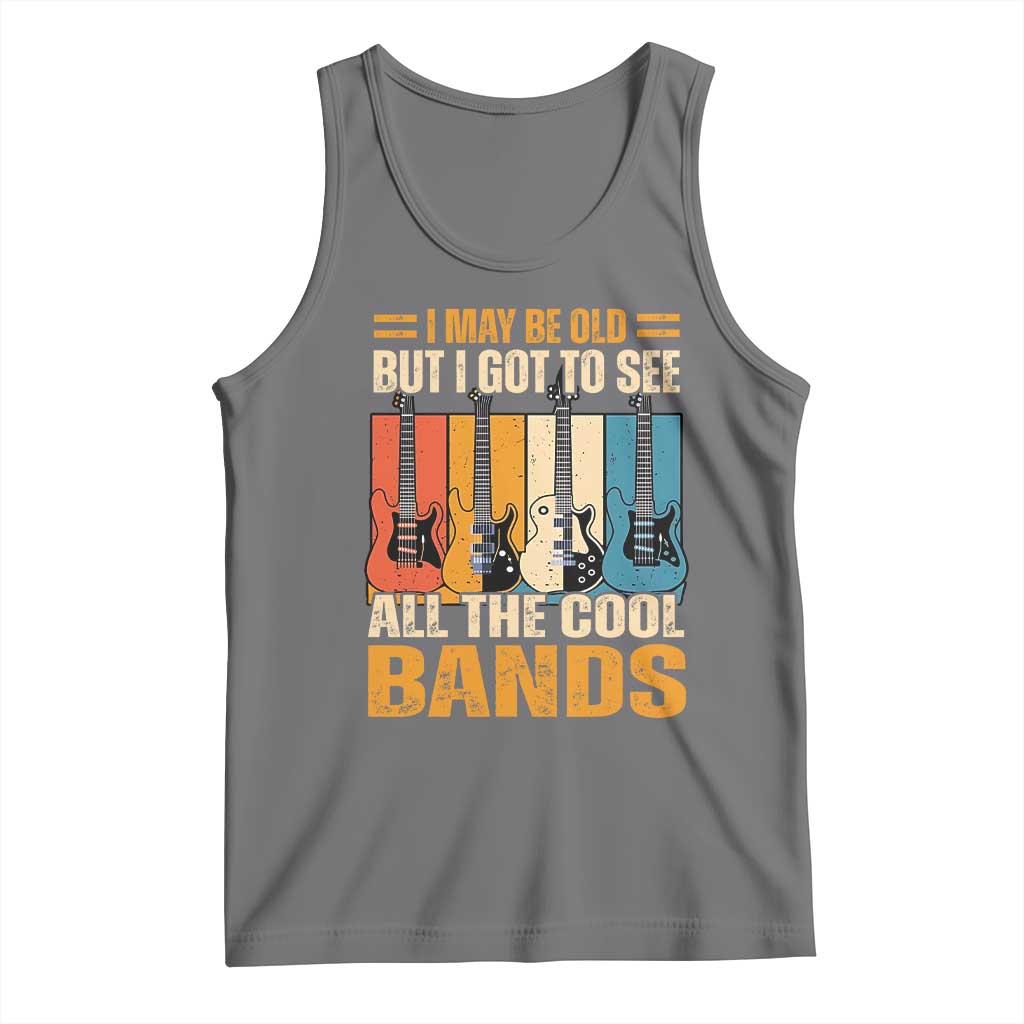 Funny I May Be Old But I Got To See All The Cool Bands Tank Top Guitar TS11 Black Heather Print Your Wear