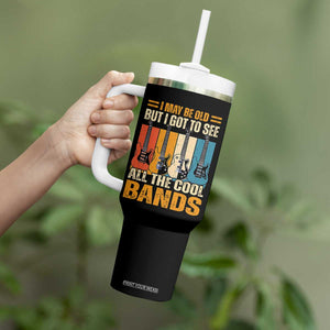 Funny I May Be Old But I Got To See All The Cool Bands Tumbler With Handle Guitar TS11 Print Your Wear