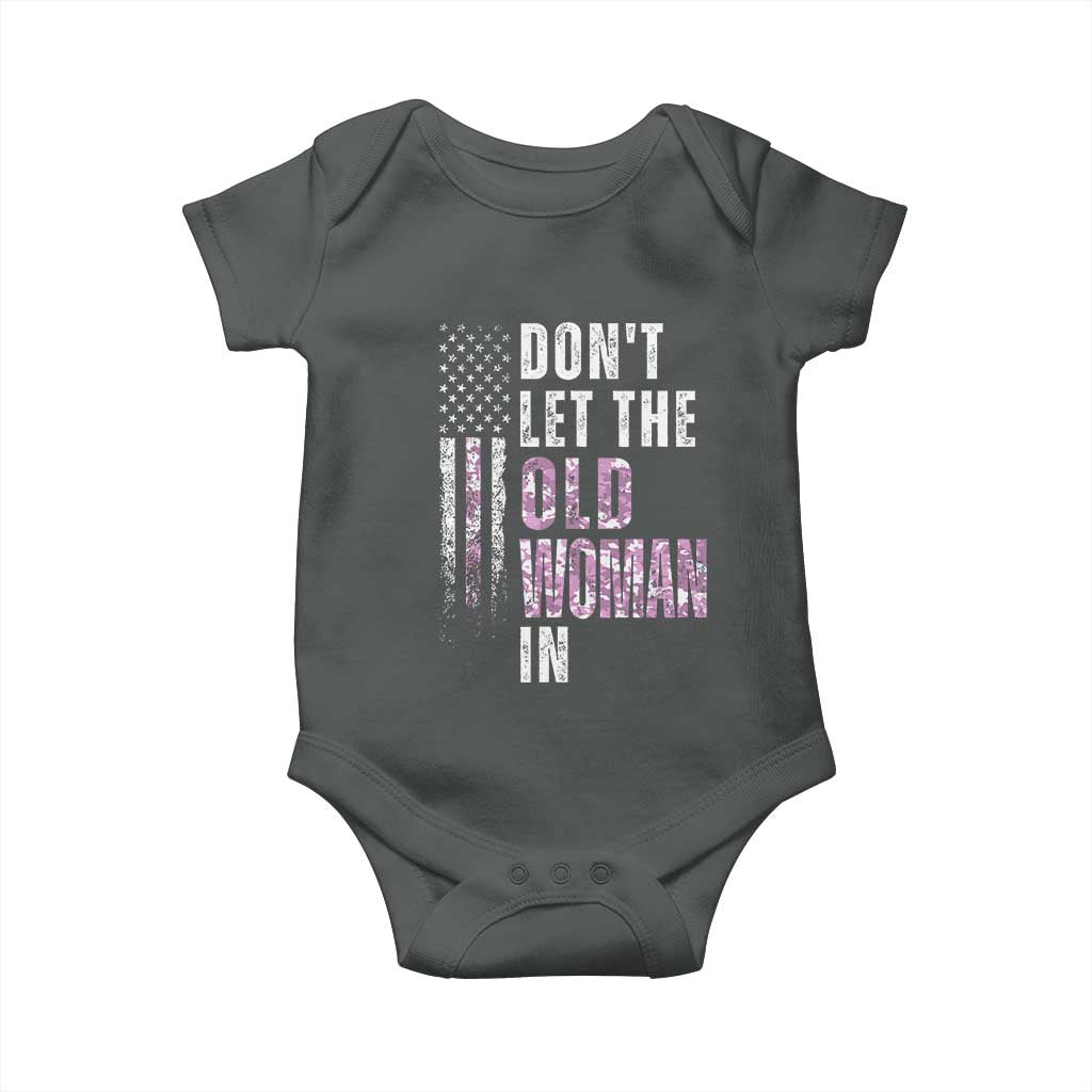 Funny Dont Let The Old Woman In Baby Onesie Vintage Pink Camo American Flag TS11 Dark Heather Print Your Wear