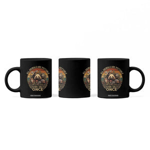 All Animals Are Pettable Some Only Once Coffee Mug Retro Wild Animals