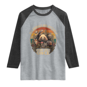 All Animals Are Pettable Some Only Once Raglan Shirt Retro Wild Animals