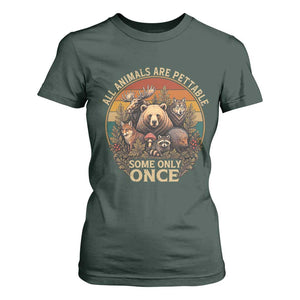 All Animals Are Pettable Some Only Once T Shirt For Women Retro Wild Animals