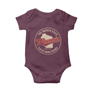 Wisconsin The Badger State Baby Onesie You're Among Friends Retro WI State
