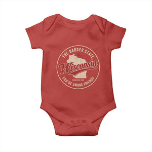 Wisconsin The Badger State Baby Onesie You're Among Friends Retro WI State
