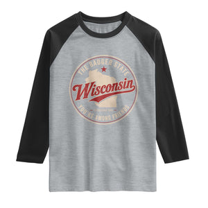 Wisconsin The Badger State Raglan Shirt You're Among Friends Retro WI State